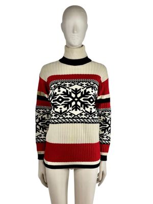 an image of a mannequin wearing a red and white sweater