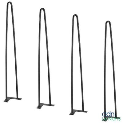 four black metal clothes racks are lined up against a white background
