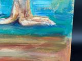 an oil painting of a person ' s feet in the water