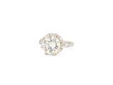 a close up of a diamond ring on a white background