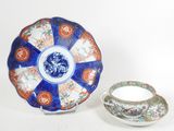 a blue and white plate with a saucer and saucer