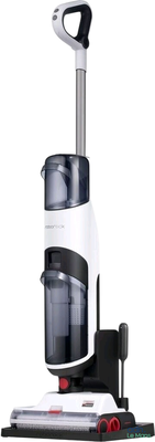 an image of a white and black vacuum cleaner on a white background