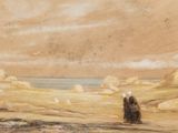 une image représentant un tableau où l'on voit deux personnes debout dans le désert