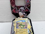a box of pokemon cards sitting on top of a table