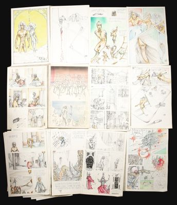 a lot of old comic books on a black background