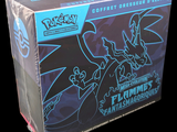 une boîte de cartes à collectionner Pokémon sur fond noir