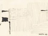 un dessin en noir et blanc représentant une pièce avec une fenêtre