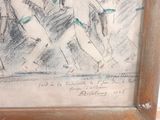 a drawing of a group of people walking down the street