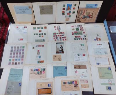 many different types of stamps on a table