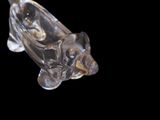 a glass figurine of a dog on a black background