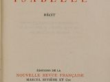 an old book with a red title on it