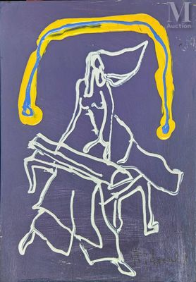 une image d'un tableau représentant une femme assise sur un banc