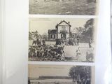 three pictures of a horse drawn carriage and a horse drawn carriage