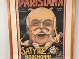 une vieille affiche représentant un homme avec une moustache et une barbichette