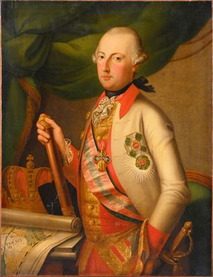 a painting of a man in uniform holding a scroll