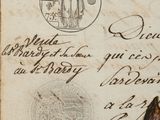 an old document with a drawing of a bird on it