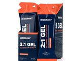 two packets of energy gel sitting next to each other on a white surface