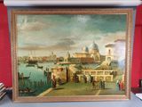 a picture of a painting hanging on a red wall