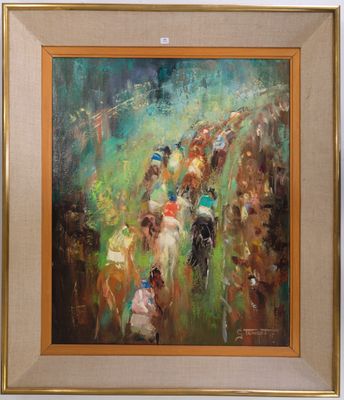 an image of a painting of a group of people riding horses