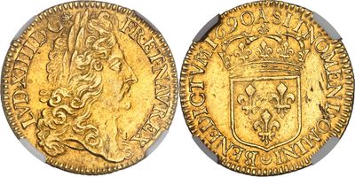 une pièce d'or avec une couronne au recto et une couronne au verso