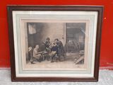 an old picture of a group of men playing cards in a room