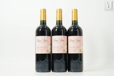 trois bouteilles de vin rouge sont posées sur une surface blanche