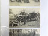 three pictures of people standing in front of a train