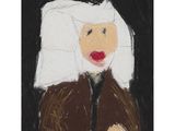 an image of a painting of a woman in a brown coat