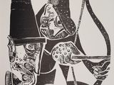 une image d'un dessin en noir et blanc d'un homme sur un cheval