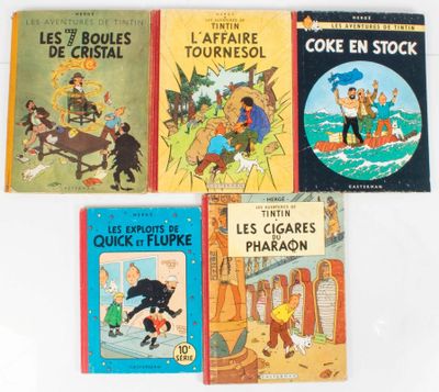 HERGֹ Lot de 5 bandes dessinיes
