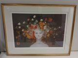 a picture of a picture of a woman with flowers in her hair