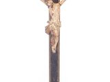 a statue of jesus on the cross on a white background