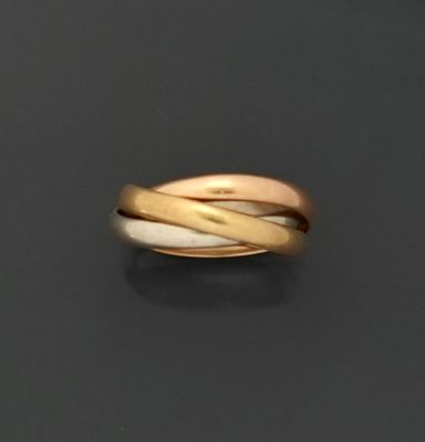Bague en trois tons d'or jaune, rose et gris 18K 750 millièm…