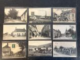 plusieurs vieilles photographies en noir et blanc d'une ville où l'on voit des chevaux et des calèches