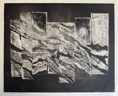 dessin d'une image en noir et blanc représentant une montagne sur fond de ciel