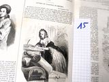 deux pages d'un vieux livre contenant des illustrations de femmes