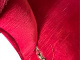 a small insect that is sitting on a red pillow