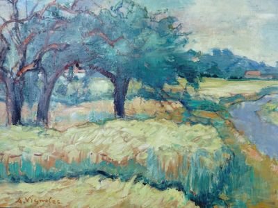 André VIGNOLES (1920-2017) "La route de Brissard" - Photo 1