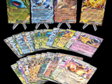 several pokemon cards are arranged in a row on a black background
