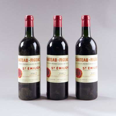 3 bouteilles Château FIGEAC, 1° Grand Cru St-Émilion 1981 (T…
