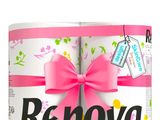 deux rouleaux de papier toilette ornés d'un nœud rose