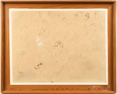 une image représentant un dessin montrant un groupe de personnes sur un mur