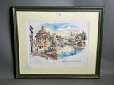 une image représentant une aquarelle illustrant une scène urbaine