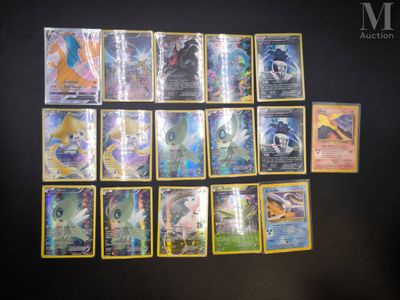 a close up of a bunch of pokemon cards on a table