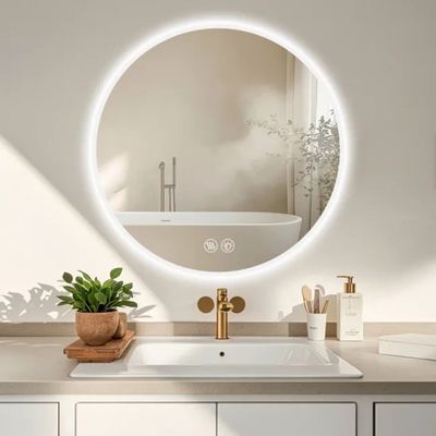a bathroom with a sink, mirror, and a bathtub