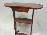an image of a wooden table with a shelf on it