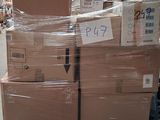 a large stack of boxes sitting on a pallet in a warehouse