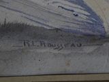 a picture of a painting of a boat on the water