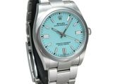 rolex oyster oyster aqua blue dial men ' s watch