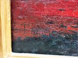 une image représentant un tableau représentant un ciel rouge dans un cadre doré